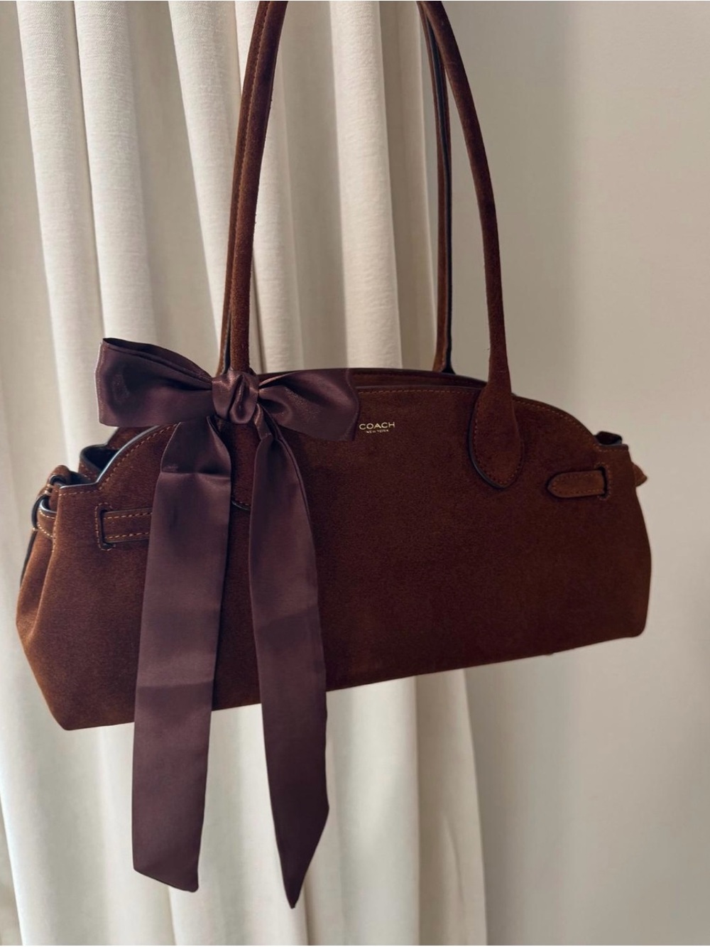 COACH empire carryall 34 in warm brown suede